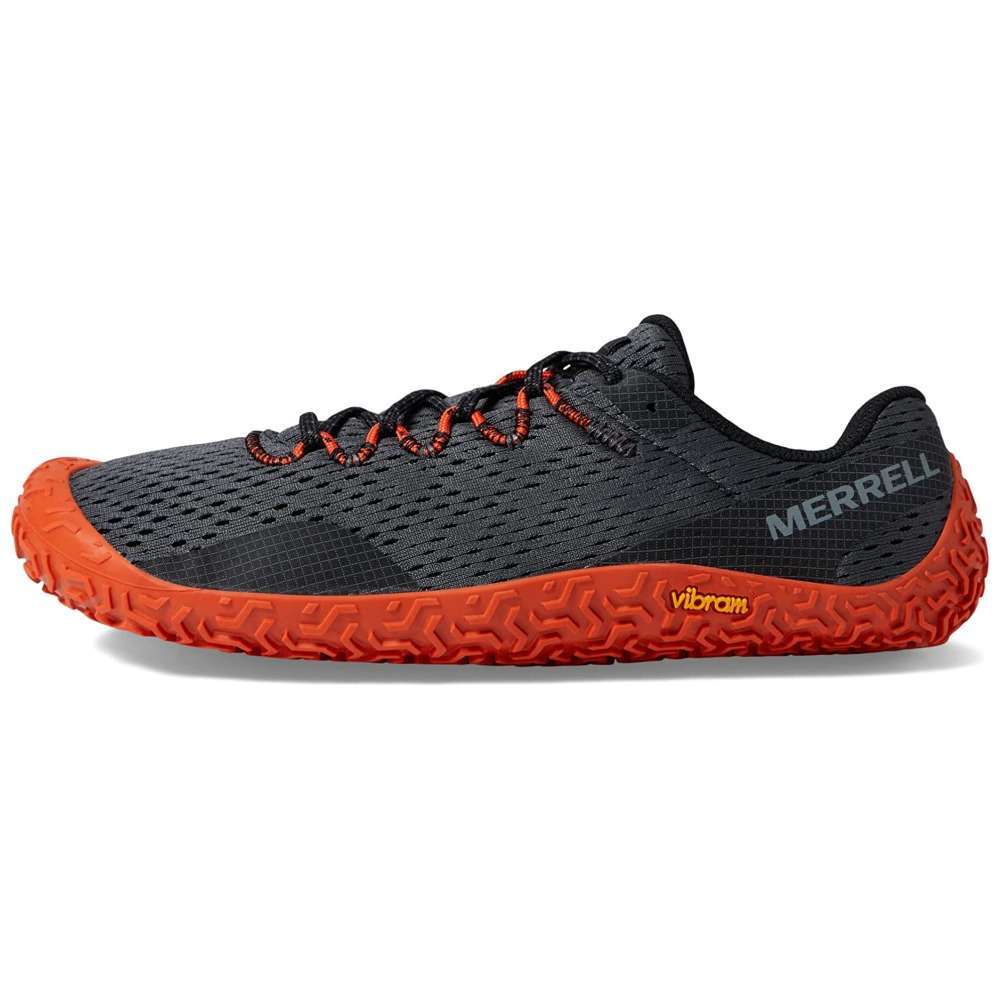 Merrell Vapor Glove 6 minimalist running shoe with a Vibram sole and breathable mesh upper.
